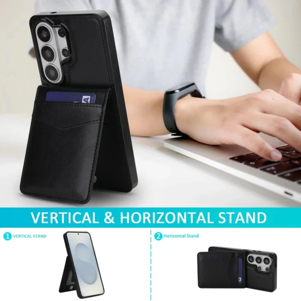 Samsung S26 Series Leer Wallet Case met Kaarthouder & Stand