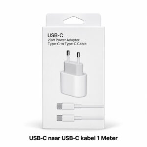 20W USB-C adapter met USB-C-naar-USB-C-kabel van 1 meter