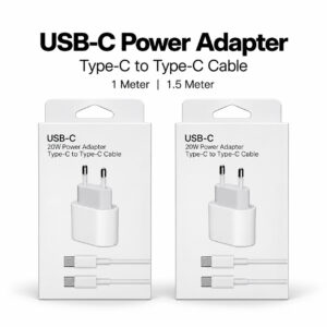 20W USB-C adapter met USB-C kabel van 1 meter en 1,5 meter