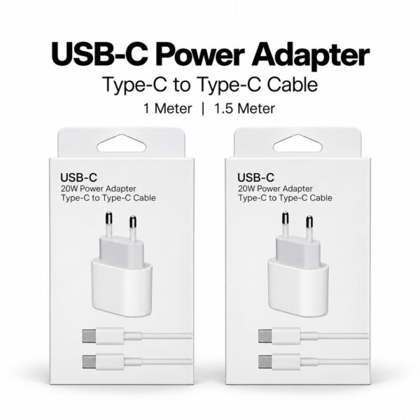 20W USB-C adapter met USB-C kabel van 1 meter en 1,5 meter