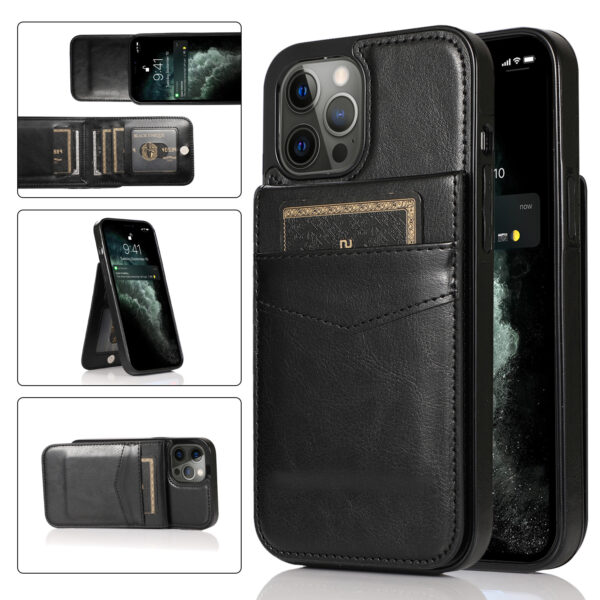 iPhone 17 Series Leer Wallet Case met Kaarthouder & Stand