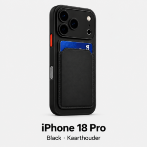 Siliconen iPhone 18 Pro hoesje met kaarthouder – Black