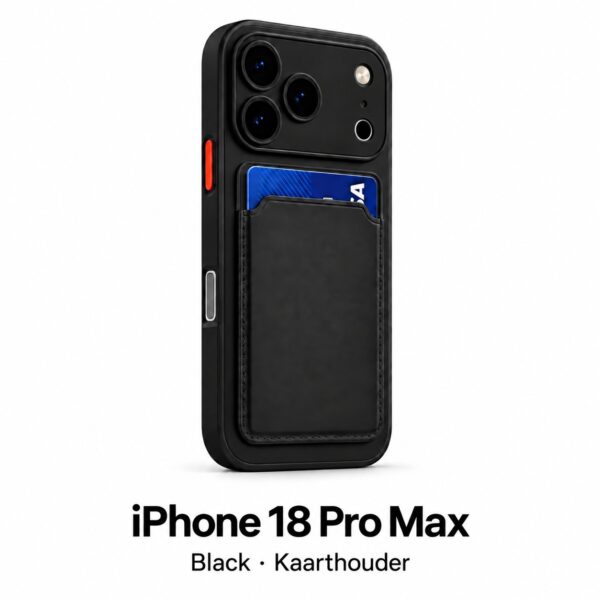 Siliconen iPhone 18 Pro Max hoesje met kaarthouder – Black