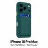 Siliconen iPhone 18 Pro Max hoesje met kaarthouder – Dark Night Green