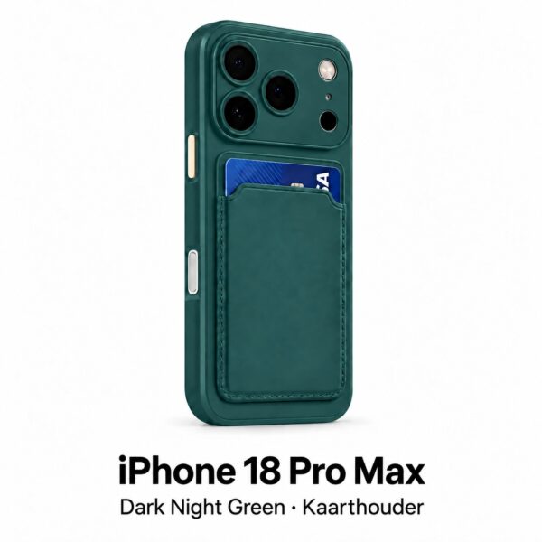 Siliconen iPhone 18 Pro Max hoesje met kaarthouder – Dark Night Green