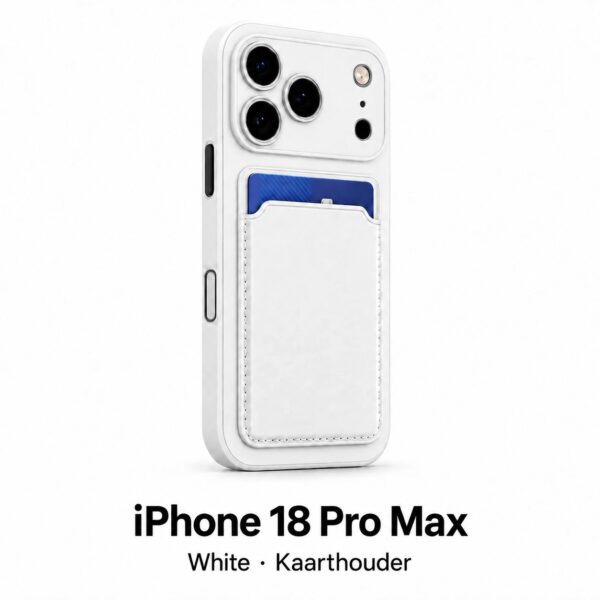 Siliconen iPhone 18 Pro Max hoesje met kaarthouder – White