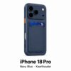Siliconen iPhone 18 Pro hoesje met kaarthouder – Navy Blue
