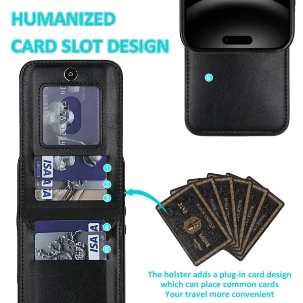 black cards 1 iPhone 17 & 18 Series Leer Wallet Case met Kaarthouder & Stand
