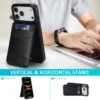 black stand1 iPhone 17 & 18 Series Leer Wallet Case met Kaarthouder & Stand