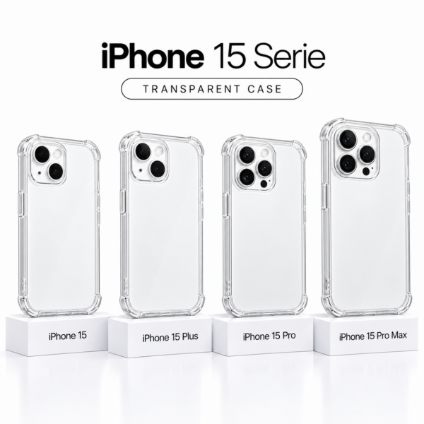 Transparante siliconen hoesjes met camerabescherming en extra hoekbescherming voor de iPhone 15 serie