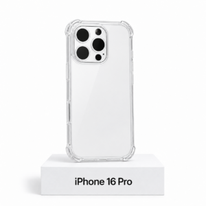 Transparant siliconen iPhone 16 Pro-hoesje met camerabescherming en extra anti-fall bescherming aan de zijkanten