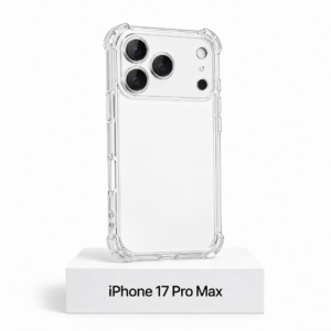 Transparant siliconen iPhone 17 Pro Max-hoesje met camerabescherming en extra anti-fall bescherming aan de zijkanten
