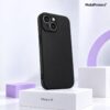 Zwart siliconen iPhone 15 hoesje met camera bescherming