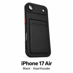 iPhone 17 Air hoesje met kaarthouder in Black, met modelnaam op witte achtergrond