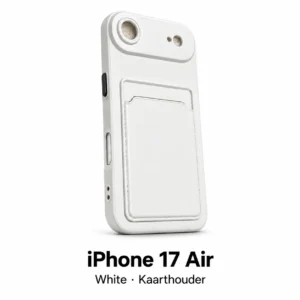 iPhone 17 Air hoesje met kaarthouder in White, met modelnaam op witte achtergrond