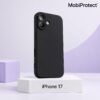 Zwart siliconen iPhone 17 hoesje met camera bescherming