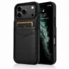 Zwarte iPhone 17 Pro en Pro Max leren wallet case