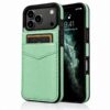 Mint iPhone 17 Pro en Pro Max leren wallet case