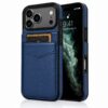 Navy blue iPhone 17 Pro en Pro Max leren wallet case