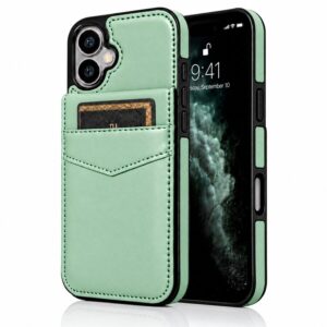 Mint iPhone 17 leren wallet case