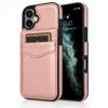 Rose gold iPhone 17 leren wallet case