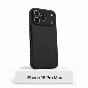Zwart siliconen iPhone 18 Pro Max-hoesje met camerabescherming