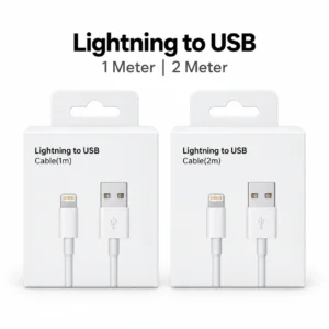 Hoofdfoto van Lightning-naar-USB-A-oplaadkabels van 1 meter en 2 meter