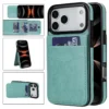 main kaart ip17 pro - pro max mint iPhone 17 & 18 Series Leer Wallet Case met Kaarthouder & Stand