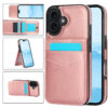 main kaart ip17 rose gold iPhone 17 & 18 Series Leer Wallet Case met Kaarthouder & Stand