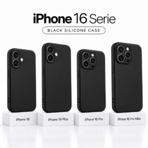 Siliconen iPhone 16 serie hoesje met camerabescherming – Black