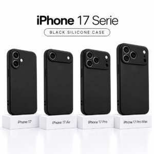 Siliconen iPhone 17 serie hoesje met camerabescherming – Black
