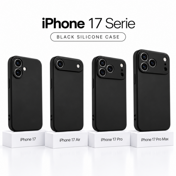 Siliconen iPhone 17 serie hoesje met camerabescherming – Black