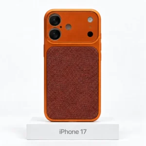 Premium Fabric hoesje voor iPhone 17 in Hermès Orange met MagSafe en camerabescherming