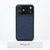 Premium Fabric hoesje voor iPhone 17 in Navy Blue met MagSafe en camerabescherming