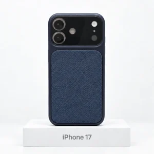 Premium Fabric hoesje voor iPhone 17 in Navy Blue met MagSafe en camerabescherming