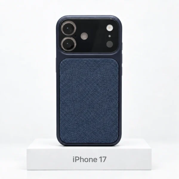 Premium Fabric hoesje voor iPhone 17 in Navy Blue met MagSafe en camerabescherming