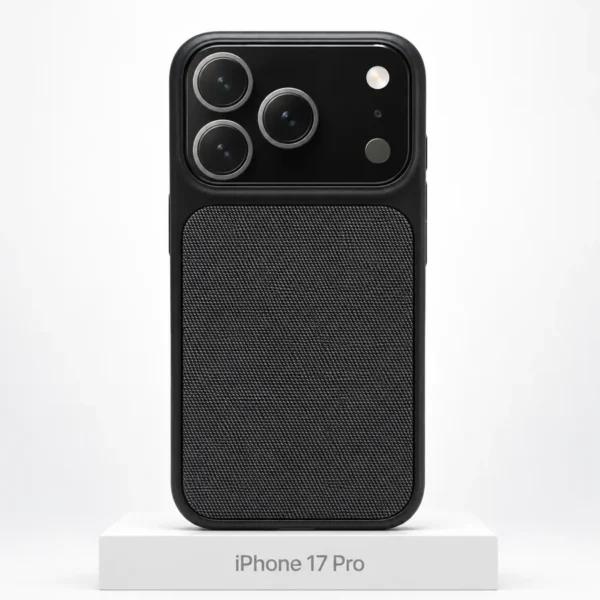 Premium Fabric hoesje voor iPhone 17 Pro in Black met MagSafe en camerabescherming