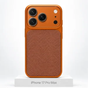 Premium Fabric hoesje voor iPhone 17 Pro Max in Hermès Orange met MagSafe en camerabescherming