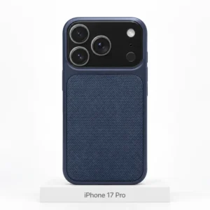 Premium Fabric hoesje voor iPhone 17 Pro in Navy Blue met MagSafe en camerabescherming