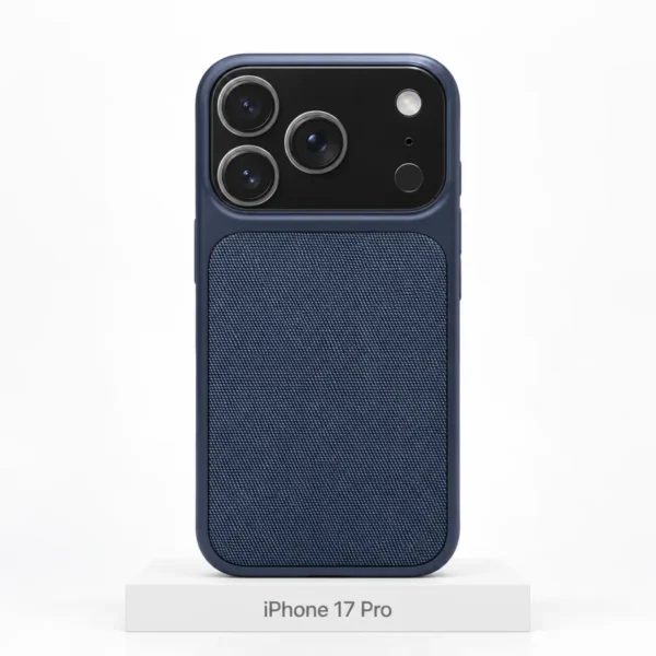Premium Fabric hoesje voor iPhone 17 Pro in Navy Blue met MagSafe en camerabescherming