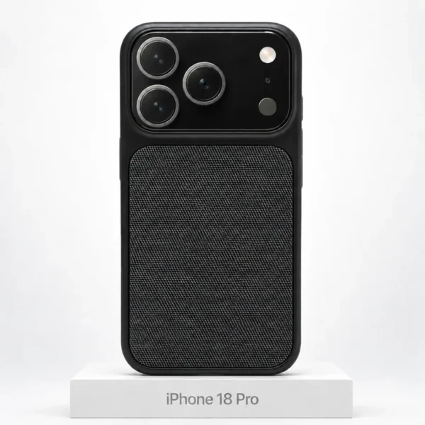 Premium Fabric-hoesje voor iPhone 18 Pro in Black met MagSafe en cameralensbescherming