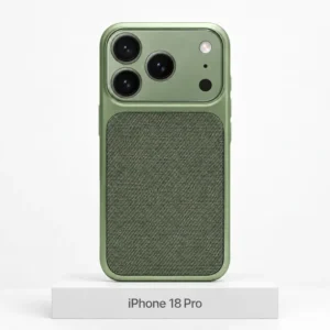 Premium Fabric iPhone 18 Pro Grass Green Premium Fabric-hoesje voor iPhone 18 Pro in Grass Green met MagSafe en cameralensbescherming