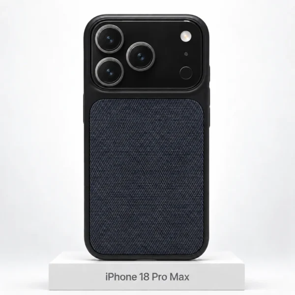 Premium Fabric-hoesje voor iPhone 18 Pro Max in Black met MagSafe en cameralensbescherming