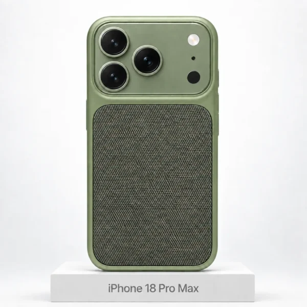 Premium Fabric-hoesje voor iPhone 18 Pro Max in Grass Green met MagSafe en cameralensbescherming