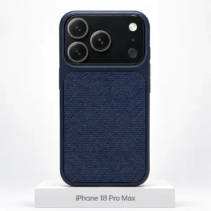 Premium Fabric iPhone 18 Pro Max Navy Blue Premium Fabric-hoesje voor iPhone 18 Pro Max in Navy Blue met MagSafe en cameralensbescherming