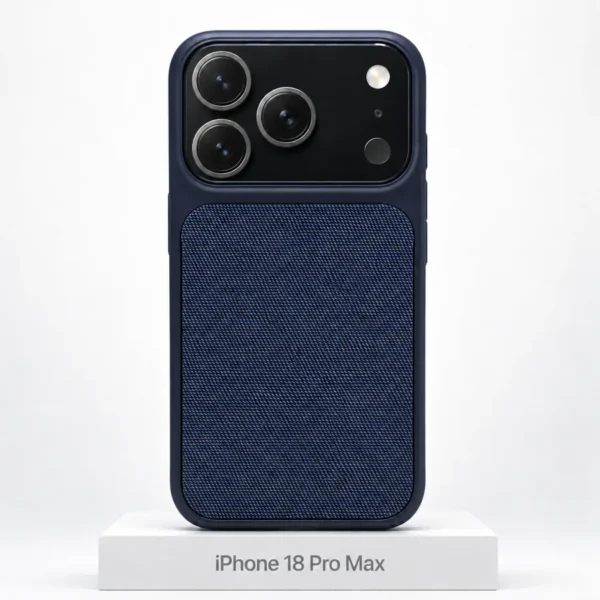 Premium Fabric-hoesje voor iPhone 18 Pro Max in Navy Blue met MagSafe en cameralensbescherming