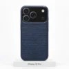 Premium Fabric-hoesje voor iPhone 18 Pro in Navy Blue met MagSafe en cameralensbescherming