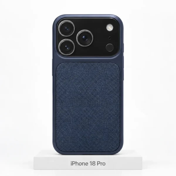 Premium Fabric-hoesje voor iPhone 18 Pro in Navy Blue met MagSafe en cameralensbescherming