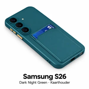 Siliconen Samsung S26 hoesje met kaarthouder – Dark Night Green