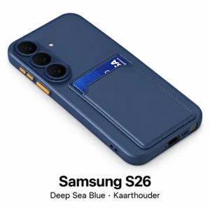 Siliconen Samsung S26 hoesje met kaarthouder – Deep Sea Blue